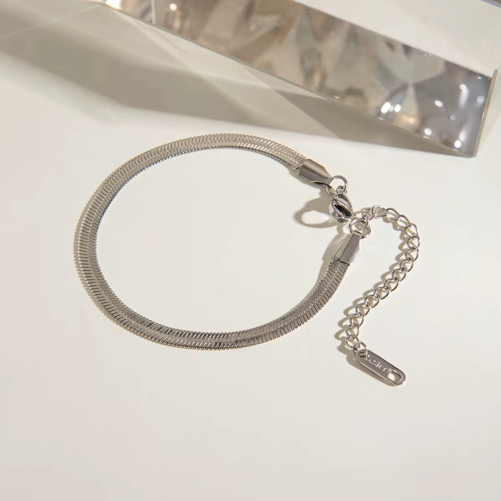 Silver-Tone Stainless Steel Herringbone Bracelet - Picture 4 of 5